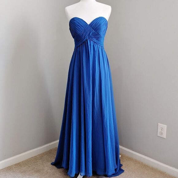 Sweetheart Royal Blue Sweetheart Neck Straplees Chiffon Formal Grown Dress Ss 6 - Picture 6 of 8